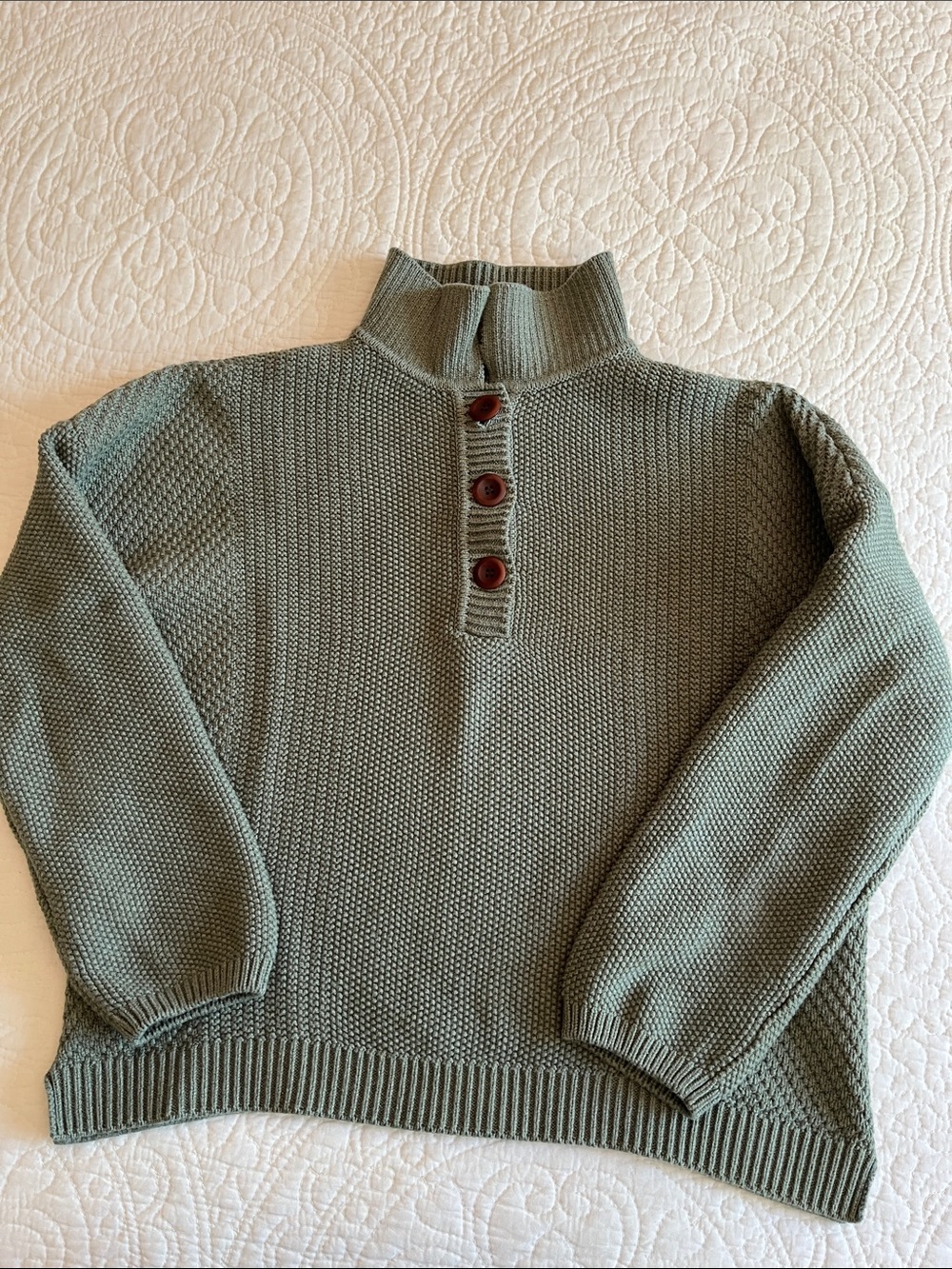 Poetry Organic Cotton Green Button Sweater Work Casual Beach - Picture 6 of 13